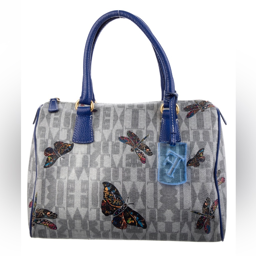 Furla Gray and Blue Butterfly Satchel